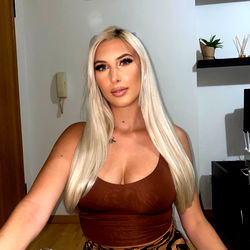 Model with Blonde Hair Posing in Tank Top