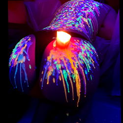 Babycakes, OnlyFans Model, in Colorful Paint-Splattered Outfit