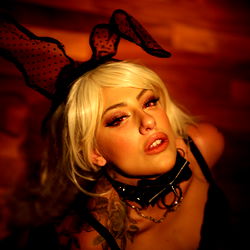 Sultry Bunny in Hosiery, Tied Up on Bed with Rope