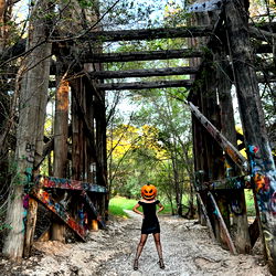 Elizabeth Pocket in Halloween themed bridge photo