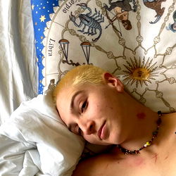 Grace, a Blonde Model with Neon Green Hair