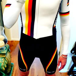 Athlete in Multicolored Cycling Suit