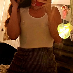 Kembra in a White Tank Top