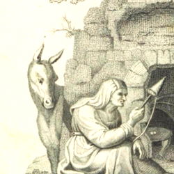 Illustration of Apuleius' 'The Golden Ass', showing satirical scene with a donkey and woman