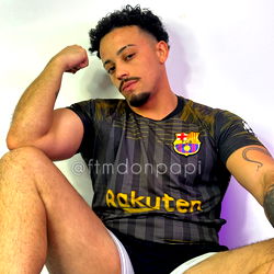 OnlyFans Model Don Papi Posing in a Shirt with Sports Jersey Design and Flexing