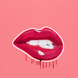 Artistic Lip Print on Pink Background with OnlyFans Logo