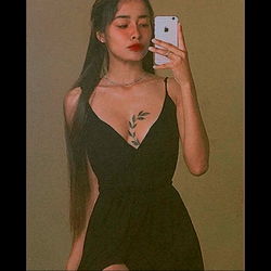 Fashionable Model Angellecter in Black Dress