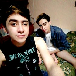 Two People Taking a Selfie