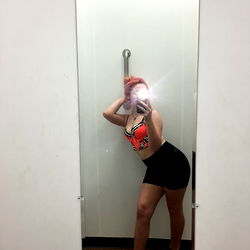 Babie Gatorade in a mirror