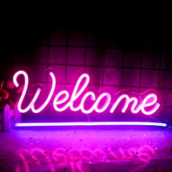 Welcome Sign for Kirah - Neon Purple Glow in the Dark