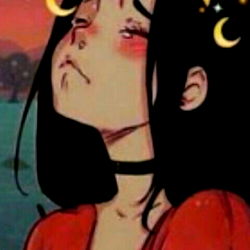 Stylized Anime Character in a Scary Moonscape