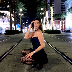 Annika, Exotic Model from Florida, Sits on Tracks at Night