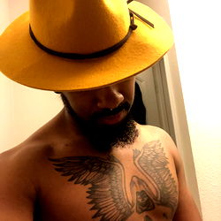 Tattooed Man in Cowboy Hat and Tattoos, Charlotte, NC