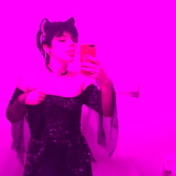 Vivid Purple Cat Cosplay with Angel