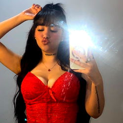 OnlyFans Model C I E L O in Racy Red Lingerie