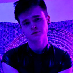 OnlyFans Model Honey, Purple T-Shirt, Vintage Pose