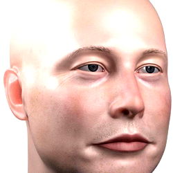3D Character Model of a Caucasian Male with Short Blonde Hair and a Serious Expression