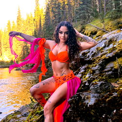 Opal_widows in Exotic Swimsuit by Lake