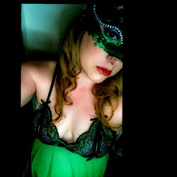 Fantasy Model Alonepreggo in Green Lingerie