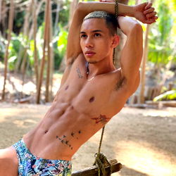Fit Model Arthur on a Rope Swing