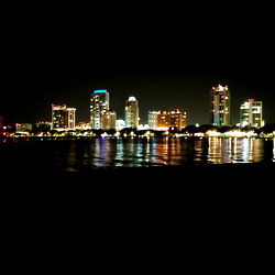 Beautiful Night View of the Florida Keys with Miami Skyline