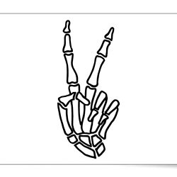 Skeleton Hand Raising a Peace Sign