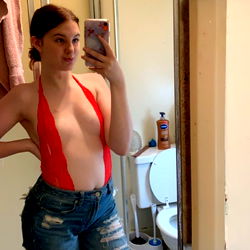 Bethany Onlyfans Model in Red Tank Top