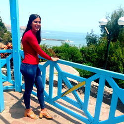 Chilean model poses on a scenic overlook