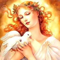 Fantasy Art Print - Angelic Muse with Pigeon