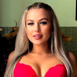 Model Andreea Wright in Red Lingerie