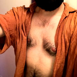 Shirtless Man in Kitchen