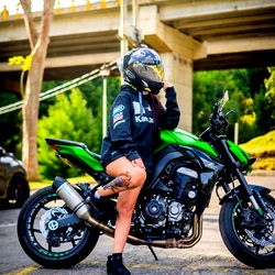 Monica Suarez on a Kawasaki Motorcycle, Toronto