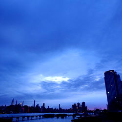 Twilight City Skyline with Cloudy Overcast