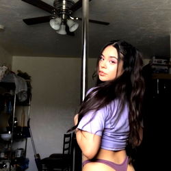 Onlyfans Model Rose in Purple Tank Top and Pink Bikini Bottoms