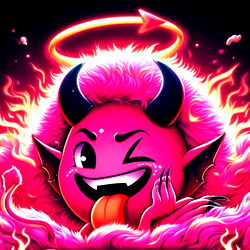 Mischievous Devil Cartoon with Pink Flames