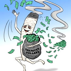 Hilarious Cartoon: Stressed Out Cigarette with Money Bag
