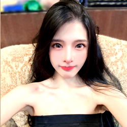 Young Asian Female with Smooth Skin and Red Lipstick