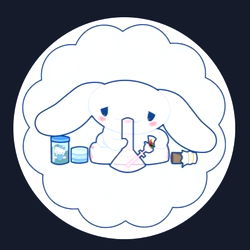 Cartoon Character with Bunny Ears and Clouds in Background