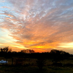 Vibrant Sunset Over Rural Fields