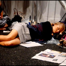 Model in Magazine Layout with Sleeping Pose