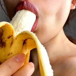 OnlyFans Model Akari with Banana in Mouth