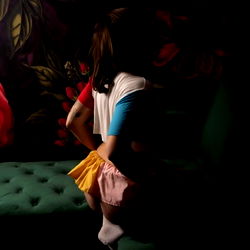 Candid Moment at a Flowered Bash