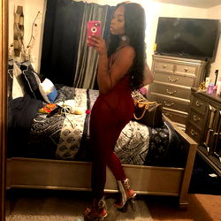 Exquisite Model CreamGalore in a Stunning Red Dress