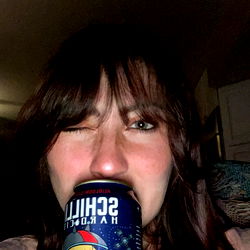 Person with Drink and Smiley Face