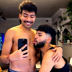 Two Men Captured in a Playful Moment,