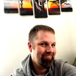 Casual Selfie with Elephant Print in Background