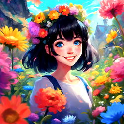 LuxySnow in a Field of Flowers