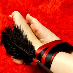 Feet with a Red Bow and Feather Duster, Kay Lynn Model, New York