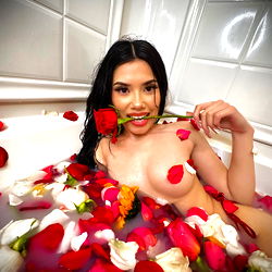 Camila Babii in a Rose-Filled Bathtub
