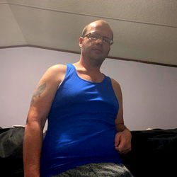 Man in Blue Tank Top